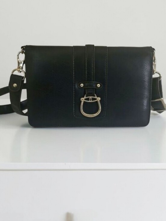 Etienne Aigner Handbags - Vintage 90s Etienne Aigner Black Leather Crossbody Organizer Bag